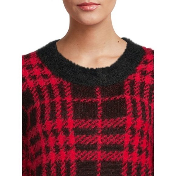 NEW Size Small plaid print sweater new with tags Christmas red black Soft NWT - Picture 6 of 7
